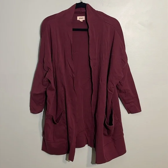 Pact Airplane Organic Cotton Open Front Cardigan Women’s M/L Oversized Pockets - Picture 2 of 8
